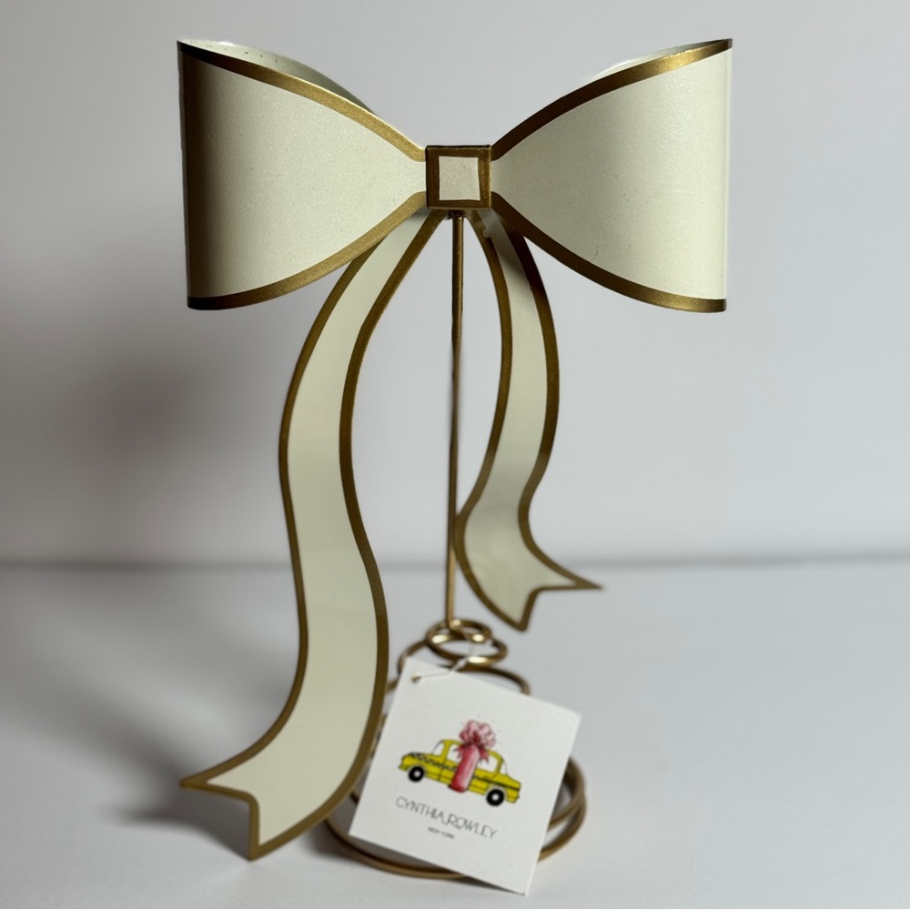 🎀🎄 Cynthia Rowley, Christmas, White & Gold Metal Bow Christmas Tree topper -NEW